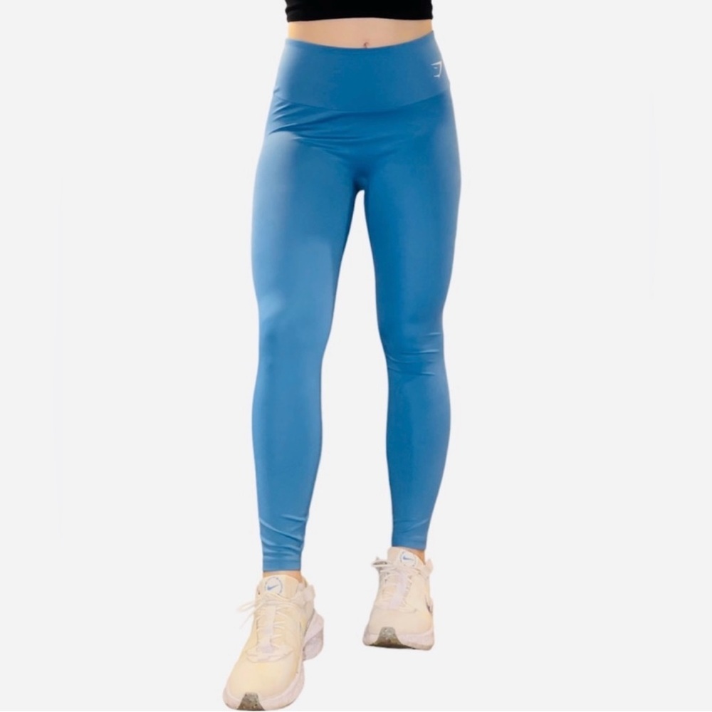 Gymshark Women’s Leggings Blue‎ High Rise Stretch Activewear Pants Size Small